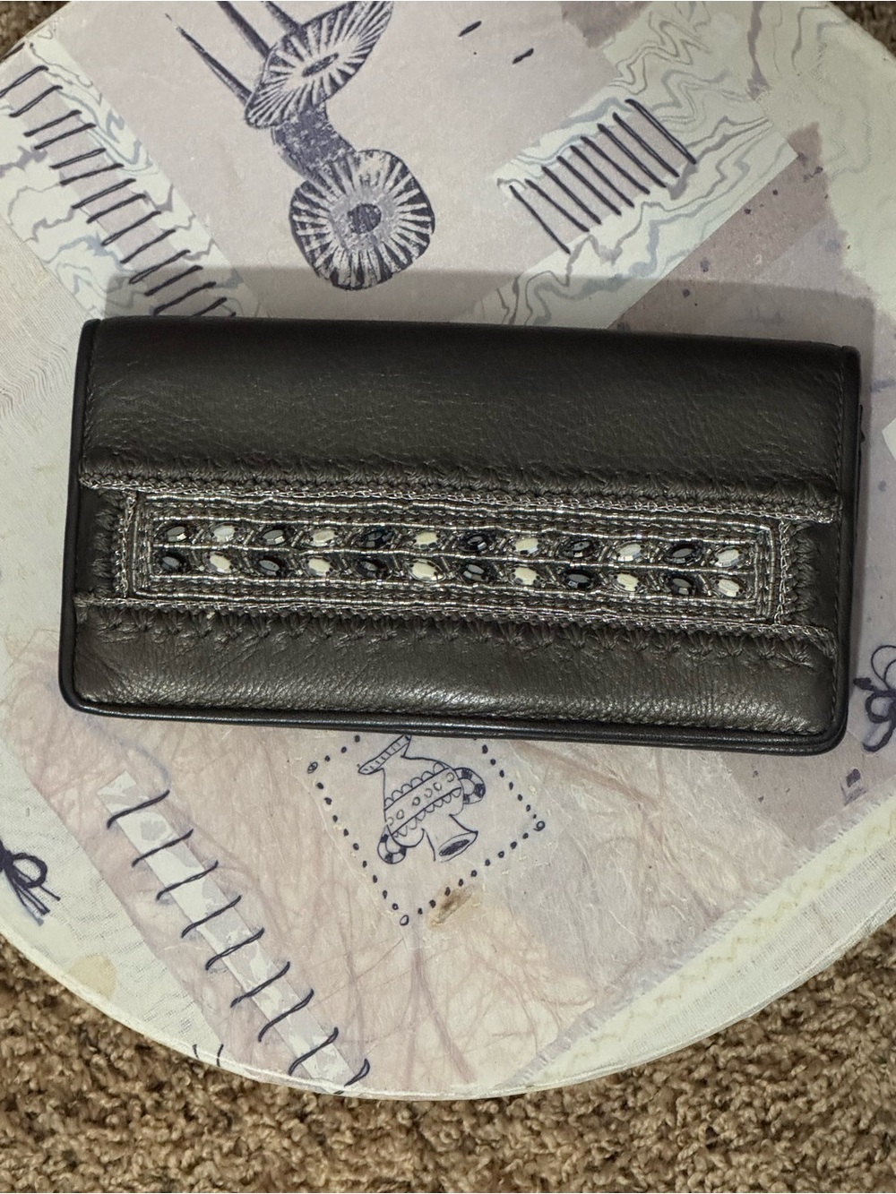 Brighton Purse & Wallet Set Y2K Slouchy Bag Leather with Sequin Medallion - Picture 10 of 16